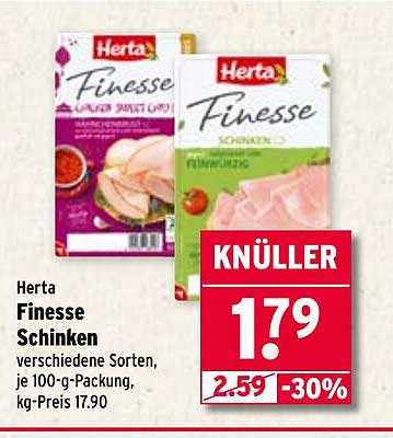 Herta Finesse Schinken - verschiedene Sorten, je 100-g-Packung