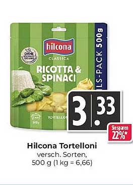 Hilcona Tortelloni Ricotta & Spinat 500 g