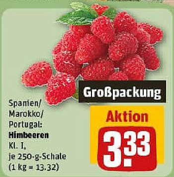 Himbeeren in der Großpackung – Aktion 3,33
