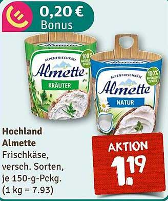 Hochland Almette Frischkäse – Aktion vom 2025-08-04 bis 2025-08-09