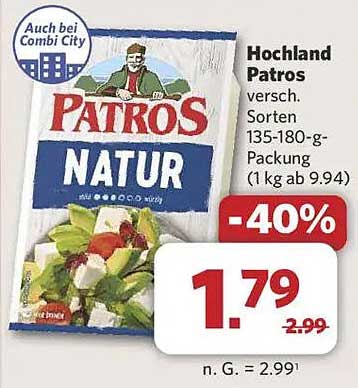 Hochland Patros Natur 135-180 g – Jetzt für nur 1,79 €!