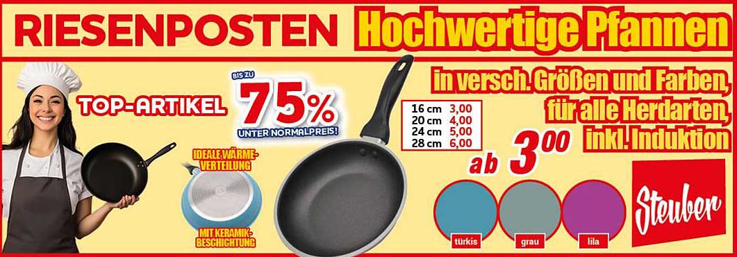 Hochwertige Pfannen – bis zu 75% unter Normalpreis!
