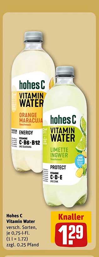 Hohes C Vitamin Water - Verschiedene Sorten