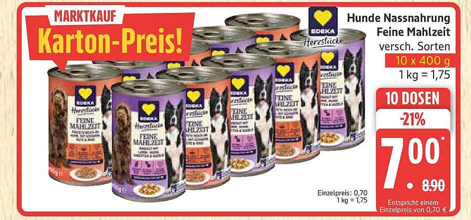 Hunde Nassnahrung Feine Mahlzeit versch. Sorten 10 x 400 g