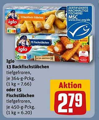 Iglo Backfischstäbchen oder Fischstäbchen Tiefgekühlt