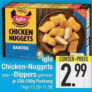iglo Chicken-Nuggets oder -Dippers gefroren je 220-250g Packung