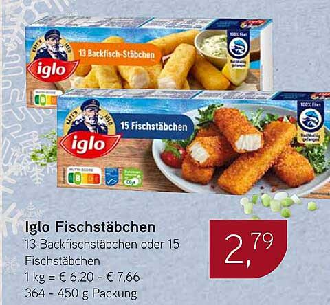 Iglo Fischstäbchen - 13 Backfischstäbchen oder 15 Fischstäbchen