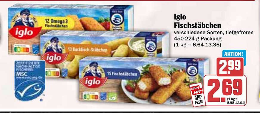 Iglo Fischstäbchen verschiedene Sorten, tiefgefroren 450-224 g Packung