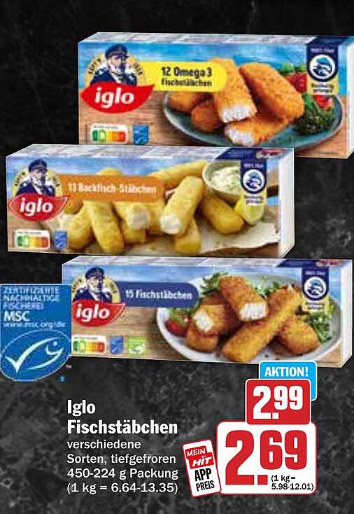 Iglo Fischstäbchen verschiedene Sorten, tiefgefroren 450-224 g Packung