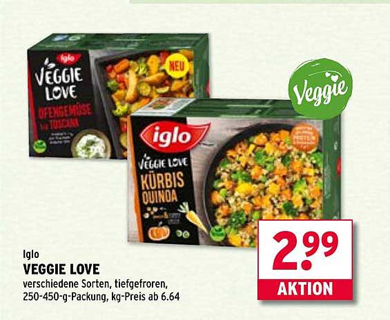 Iglo VEGGIE LOVE – verschiedene Sorten, tiefgefroren, 250-450-g-Packung