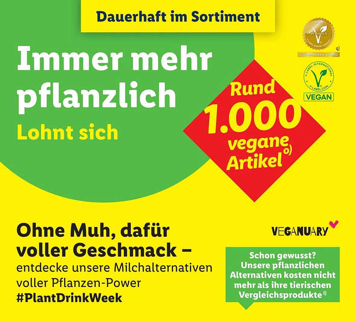 Immer mehr pflanzlich: Rund 1.000 vegane Artikel