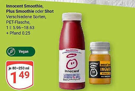 Innocent Smoothie, Plus Smoothie oder Shot - Verschiedene Sorten