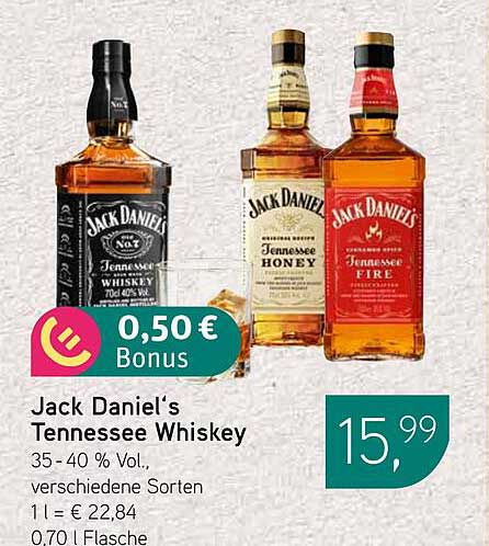 Jack Daniel's Tennessee Whiskey - verschiedene Sorten