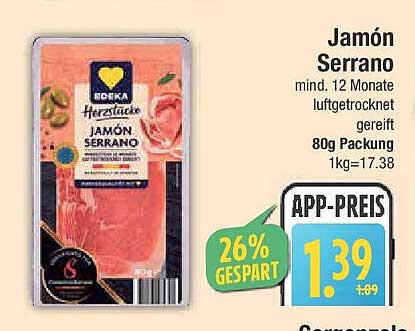 Jamón Serrano - 80g Packung