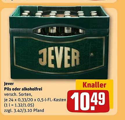 Jever Pils oder alkoholfrei – verschiedene Sorten im Kasten