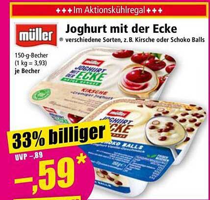 Joghurt mit der Ecke - verschiedene Sorten, z. B. Kirsche oder Schoko Balls