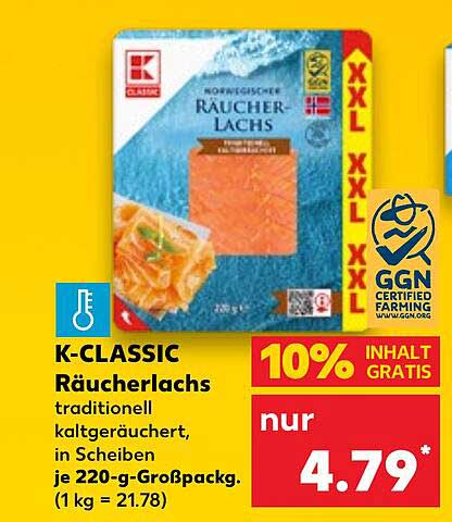 K-CLASSIC Räucherlachs traditionell kaltgeräuchert, in Scheiben