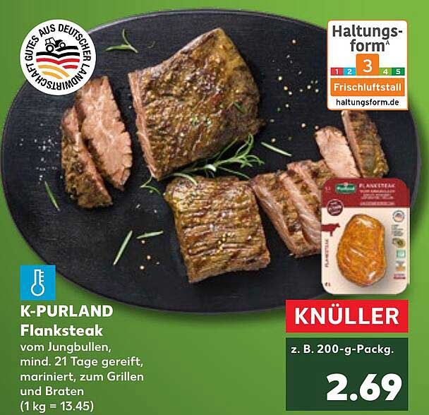 K-PURLAND Flanksteak vom Jungbullen, mindestens 21 Tage gereift