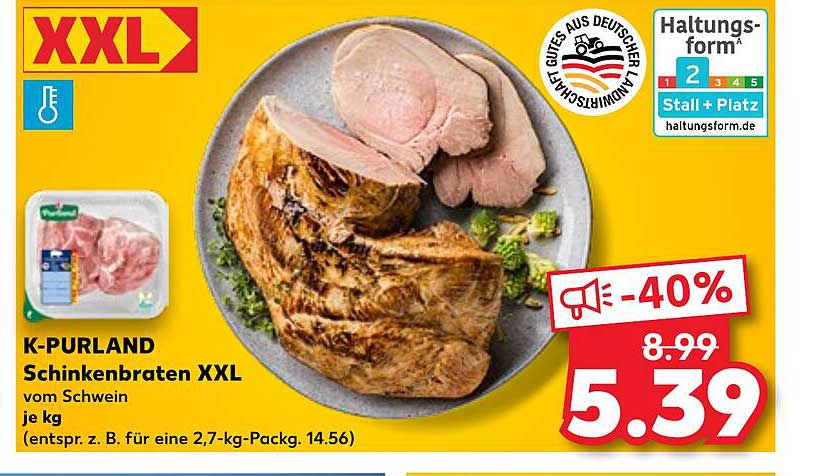K-PURLAND Schinkenbraten XXL vom Schwein je kg