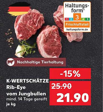 K-WERTSCHÄTZE Rib-Eye vom Jungbullen - mind. 14 Tage gereift