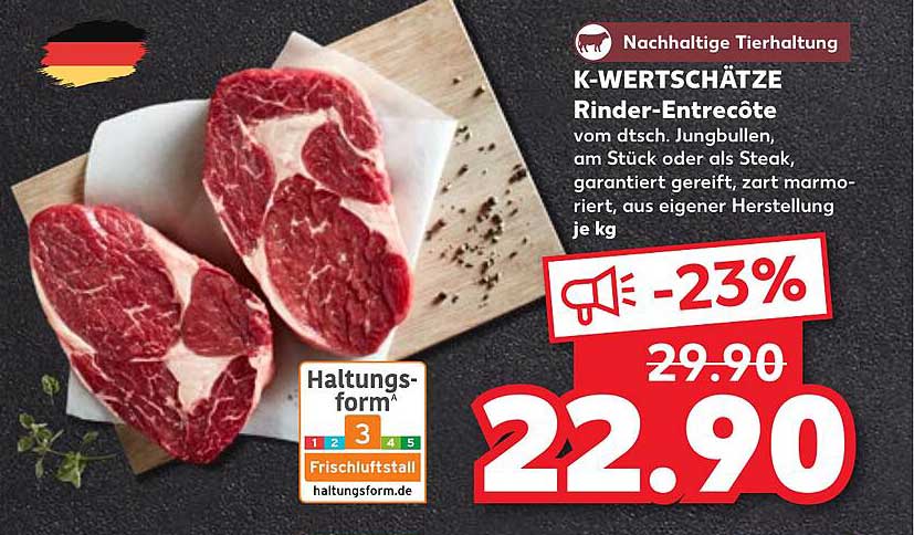 K-WERTSCHÄTZE Rinder-Entrecôte vom dt. Jungbullen - jetzt nur 22,90 €