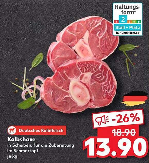 Kalbshaxe in Scheiben, für die Zubereitung im Schmortopf