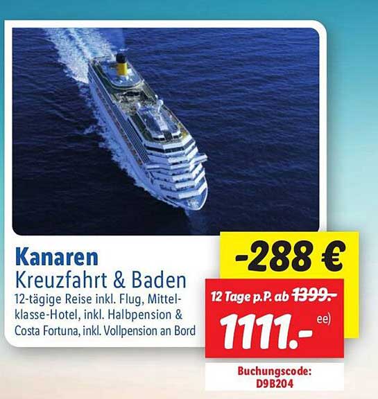 Kanaren Kreuzfahrt & Baden - 12-tägige Reise inkl. Flug, Hotel, Halbpension & Costa Fortuna