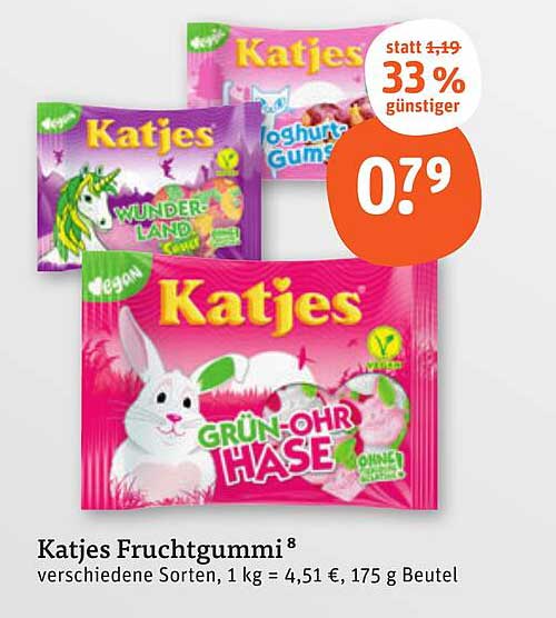 Katjes Fruchtgummi - verschiedene Sorten, 175 g Beutel
