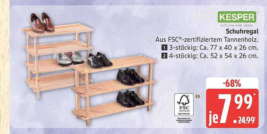 Kesper Schuhregal - Aus FSC®-zertifiziertem Tannenholz