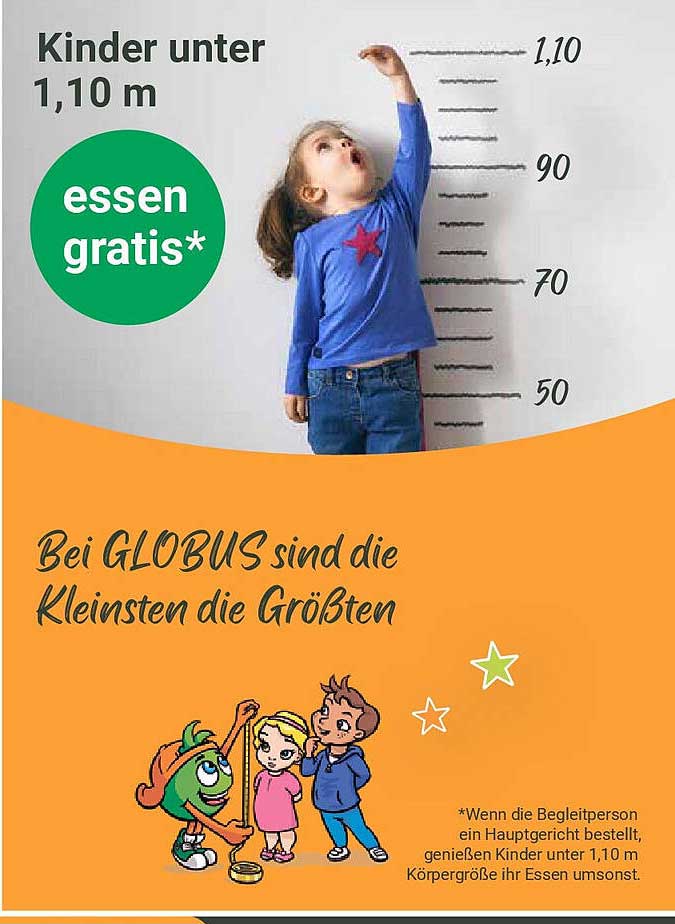 Kinder unter 1,10 m essen gratis*
