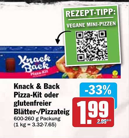 Knack & Back Pizza-Kit oder glutenfreier Blätter-/Pizzateig