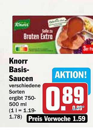 Knorr Basis-Saucen verschiedene Sorten 750-500 ml