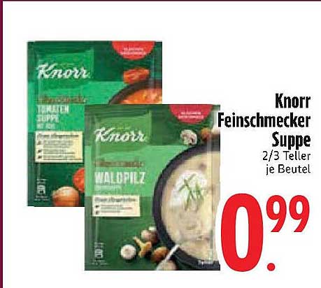 Knorr Feinschmecker Suppe - Tomatensuppe und Waldpilz - 2/3 Teller je Beutel