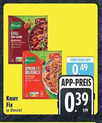 Knorr Fix Chili con Carne oder Spaghetti Bolognese je Beutel