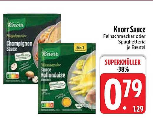 Knorr Sauce Feinschmecker oder Spaghettiaria je Beutel