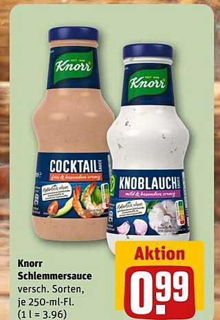 Knorr Schlemsersauce, verschiedene Sorten, je 250-ml-Fl.