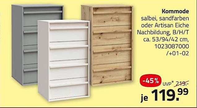 Kommode salbei, sandfarben oder Artisan Eiche Nachbildung
