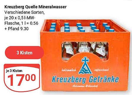 Kreuzberg Quelle Mineralwasser – 3 Kisten für nur 17,00 €