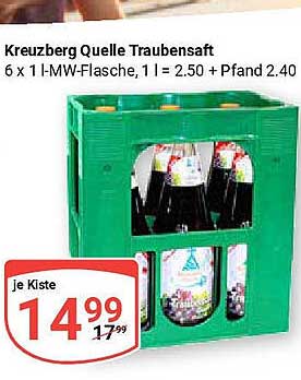 Kreuzberg Quelle Traubensaft 6 x 1 l-Kiste