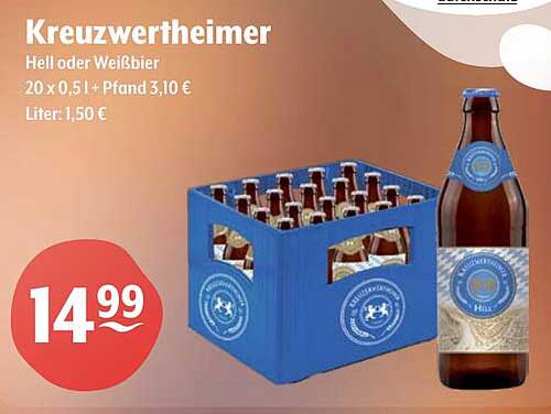 Kreuzwertheimer Hell oder Weißbier, 20 x 0,5l + Pfand