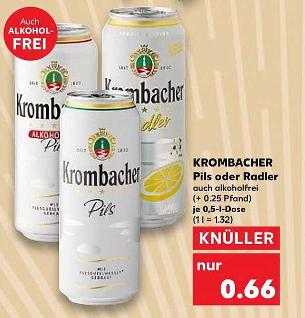 Krombacher Pils oder Radler (auch alkoholfrei)
