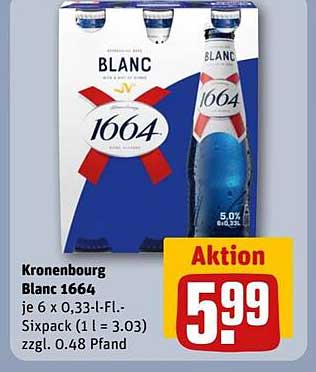 Kronenbourg Blanc 1664 - je 6 x 0,33 l-Fl.-Sixpack