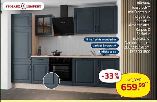 Küchen-Leerblock mit Fronten in Indigo Blau