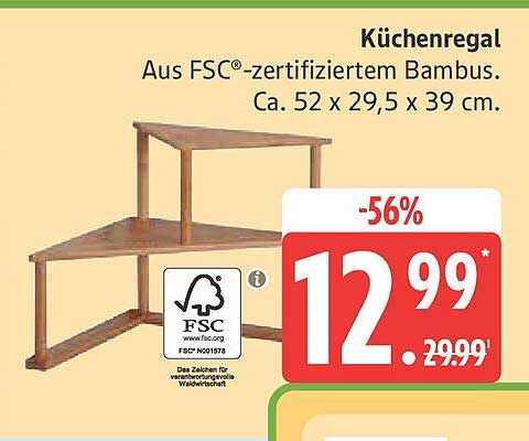 Küchenregal aus FSC®-zertifiziertem Bambus