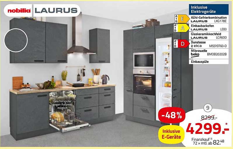 Küchenzeile Nobilia Laurus inklusive Elektrogeräte