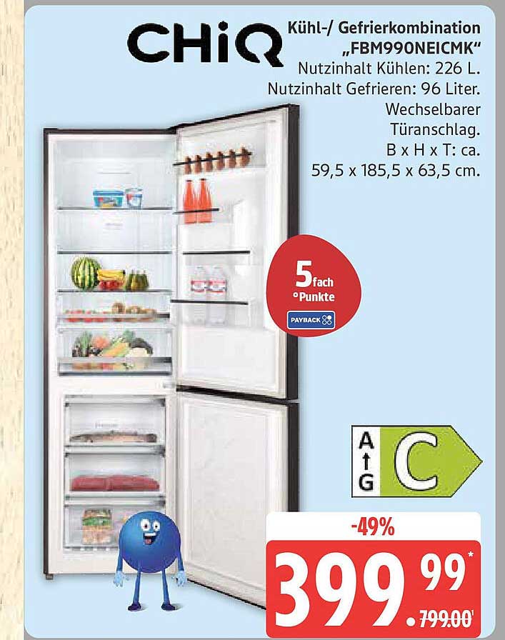 Kühl-/Gefrierkombination „FBM990NEICMK“ von CHiQ
