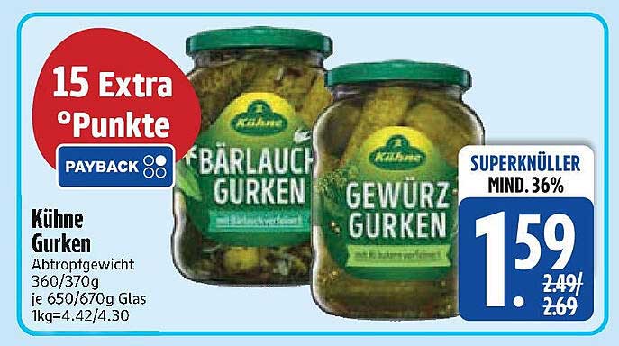 Kühne Gurken 360g/370g, Bärlauch- und Gewürzgurken
