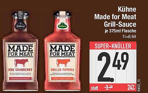 Kühne Made for Meat Grill-Sauce 375ml Flasche