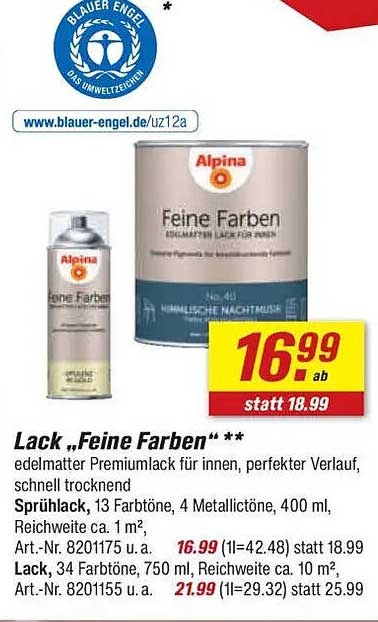 Lack „Feine Farben“ von Alpina