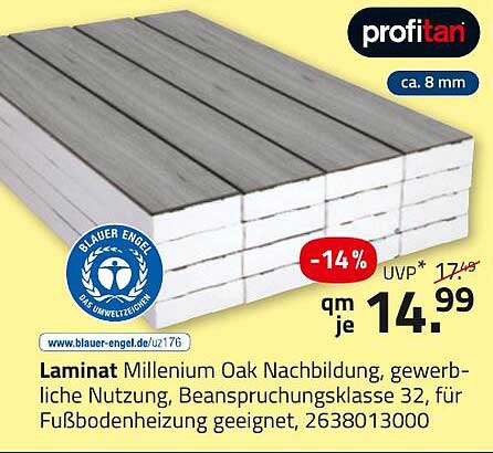 Laminat Millenium Eiche Nachbildung, geignet für gewerbliche Nutzung
